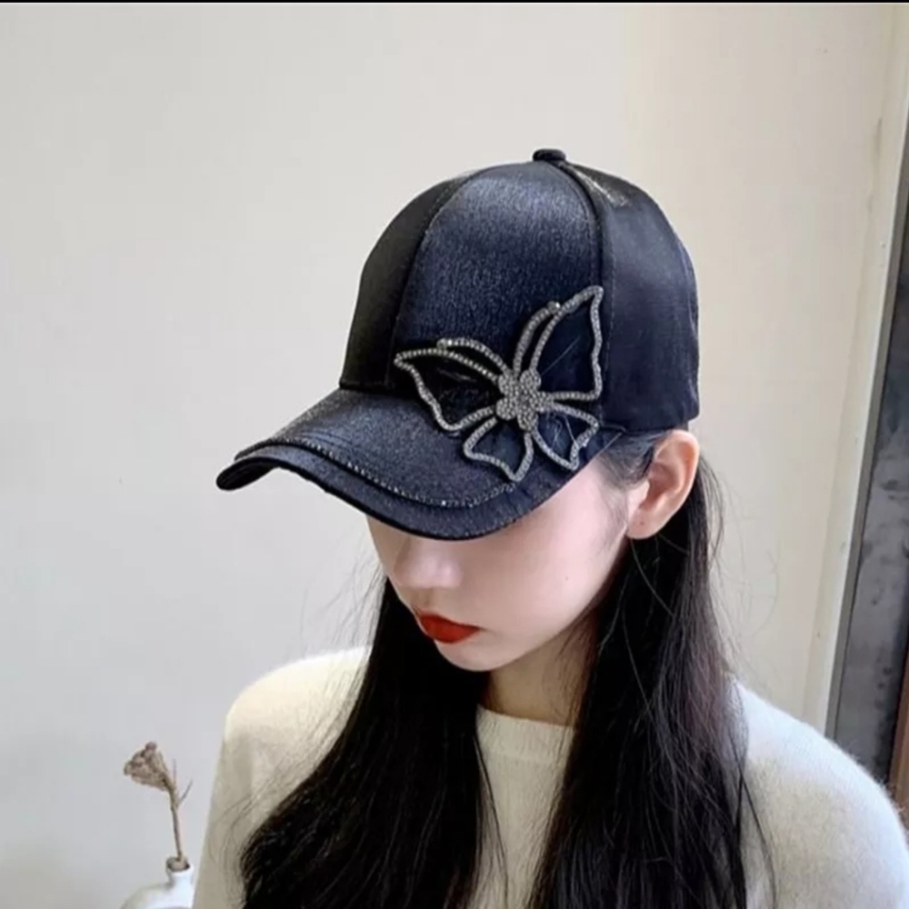 Baseball Cap with Rhinestone Butterfly Decor Casual Fashion - Picture 3 of 11